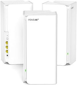 Tenda Nova MX21 Pro AXE5700 Lot de 3 Wi-FI 6E Mesh systèmes tri-Bande pour Toute la Maison, Couverture Wi-FI 6 jusqu'à 680㎡, 9 Ports Gigabit, 200 appareils connectés,Maillage en Un clic