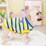 PETANGEL French Bulldog Fleece Shirt, Soft Flannel Stripes Pattern Button Closure Dog Sweatshirt, Winter Warm Pullover Clothes for Puppy French Bulldog, Pug etc. (Size:XL, Chest:60cm, Length:35cm)