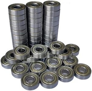 Tonmp 50 PCS 608-ZZ Ball Bearing - Double Metal Sealed Shielded Miniature Deep Groove Bearings for Furniture Wheel,Skateboards, Inline Skates, Scooters, Roller Blade Skates (8mm x 22mm x 7mm)