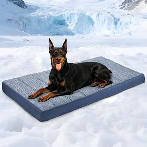 ZAKAPAWS Cooling Dog Bed for 2XL Large Dogs - Orthopedic Pet Beds with Memory Foam, QMAX>0.5, Waterproof Removable Washable Cover for Hot Weather, Wander Blue, 47" L x 29" W x 3" H