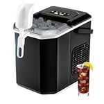 FREE VILLAGE Countertop Ice Maker, 6 Mins/9 Pcs Ice, 26 lbs Ice/24Hrs, Self-Cleaning Ice Machine with Ice Bags, Scoop, and Basket, Portable Ice Maker for Home/Kitchen/Office/Party, Black