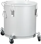 Fryer Grease Bucket 8 Gal, Coated Carbon Steel Oil Filter Pot with Caster Base, Oil Disposal Caddy, Transport Container with Lid Lock Clip Nylon Filter Bag, Silver