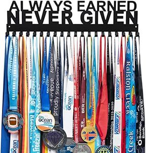 Always Earned Never Given Race Medal Holder Wall Hanger, Marathon Medal display, Runner Medal Hanger Display, Running Medal Holder Display for Wall, Medal Rack for Race,Running,Soccer,Gymnastic,Wrest
