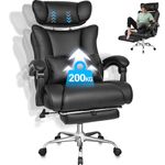 BASETBL Executive Office Chair with Height Adjustable Headrest, 440lbs 200kg Heavy Duty Chair Extra Wide Office Chair, Free Locking between 90° to 120° Ergonomic Desk Chair with Footrest(Black)