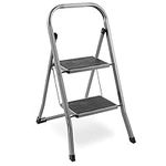 VonHaus 2 Step Steel Ladder – Anti Slip Feet – Easy to Store Foldable Design – Ideal for Home/Kitchen/Garage 150KG Max Capacity