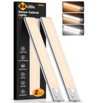 Gritin Under Cabinet Kitchen Lights-84 LED Super Bright,3-Color&5-Brightness,4 Modes,Motion Sensor,Rechargeable 1800mAh Long Lasting-Easy Installation Strong Magnetic Under Closet Light-2 Pack