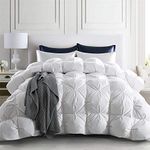 Puredown 800 Fill Power White Goose Down Comforter, 700 Thread Count, 100% Cotton Fabric, King Size, White