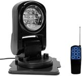 QQBE Remote Control Spotlight for Truck, 360° Rotating LED Search Light, Foldable Auto-Return, Wireless Marine Spot Light for Boat Offroad SUV, 12V 24V