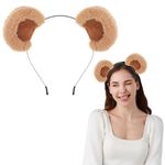 Gjinxi Makeup Headband Bear Ears Brown Hairband Cute Hat Ears Headbands Animal Caps Soft Headband for Washing Face Women Movable Costumes Elastic Head Wear Party Trips Cosplay Dress up Spa