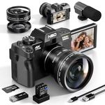 NBD 4K Digital Cameras for Photography - 48MP/60FPS Video Camera for Vlogging, WiFi & App Control, YouTube Vlogging Camera with 32GB TF Card. Wide-Angle & Macro Lens Included (Black)