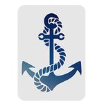 FINGERINSPIRE Anchor Stencil Template 8.3x11.7 inch Nautical Theme Painting Stencil Plastic Anchor Rope Pattern Stencil Reusable Ocean Theme Stencil for Create DIY Anchor Crafts Wood Wall Decor