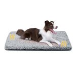 Miguel Self Warming Large Dog Bed 42 x 28 inch Self Heating Dog Pad Extra Warm Thermal Crate Mat with Removable Washable Sherpa Cover Non-Slip Cat Pet Mattress for Sleeping (Gray,XL)