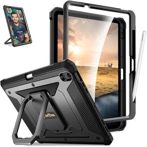 Fintie Case for iPad Air 11-inch M2 (2024) (Model Number: A2902/A2903/A2904) -[Tuatara Magic Ring] 360 Degree Rotating Grip Stand Rugged Cover with Screen Protector & Pencil Holder, Black