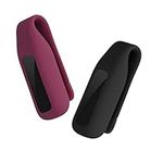 kwmobile 2x Clip Holders Compatible with Fitbit luxe - Clip-On Holder Replacement Set - Black/Bordeaux