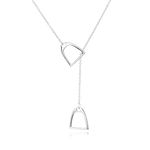 YFN Horse Gift Jewelry 925 Sterling Silver Simple Double Horse Strirrup Lariat Necklace Horse Gift 18 inchfor Women Girls, Medium, Sterling Silver