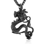 XSMZB Cremation Jewelry for Ashes Stainless Steel Dragon Pendant Locket Keepsake Memorial Urn Necklace for Men Women(Black)