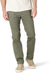 Lee Mens Extreme Motion Flat Front Slim Straight Pant, Muted Olive, 34W x 32L