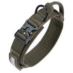 EXCELLENT ELITE SPANKER Tactical Dog Collar Nylon Adjustable K9 Collar Military Dog Collar Heavy Duty Metal Buckle with Handle(Ranger Green-L)