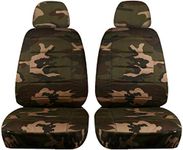 Totally Covers Camouflage Car Seat Covers w 2 Separate Headrest Covers: Brown & Green Camo - Semi-Custom Fit - Front - Will Make Fit Any Car/Truck/Van/RV/SUV (22 Prints)
