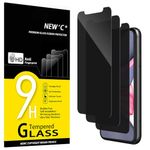 NEW'C 3 Pack Privacy Screen Protector for iPhone 11, iPhone XR, Enhanced 28-Degree Privacy Angle, Ultra Durable 9H Hardness, Bubble-Free