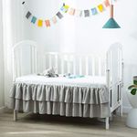 JSD Grey Crib Bed Skirt Dust Ruffle Double Layer Brushed Microfiber Nursery Crib Toddler Bedding Skirt for Baby Boys 14" Deep Drop