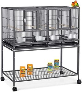 42" Stackable Center Divided Breeder Breeding Bird Flight Double Rolling Cage for Aviaries Canaries Cockatiels Lovebirds Finches Budgies Small Parrots