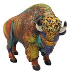 Ebros Gift Colorful Native American Bison Buffalo Figurine 9.25" Long Hand Painted Resin Sculpture Symbol of Abundance and Manifestation Animal Totem Spirit Home Accent Decor