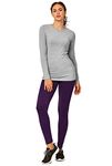 Leggings - Women's Fleece Lined Solid Color High Waist Full Length Winter Leggings - purple - One size