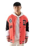 The Souled Store Official Star Wars: Stormtroopers Long Sleeve Button Front Orange and Black Graphic Print Oversized Fit Varsity Jackets