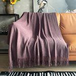 LOMAO Knitted Throw Blanket with Tassels Bubble Textured Soft Blanket Lightweight Throws for Couch Cover Home Decor (Pale Lavendar, 50x60)