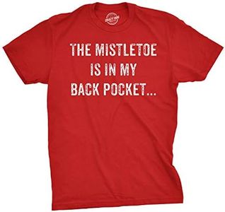 Mens Mistletoe In Back Pocket T shirt Funny Offensive Sarcastic Christmas Tee (Red) - XXL