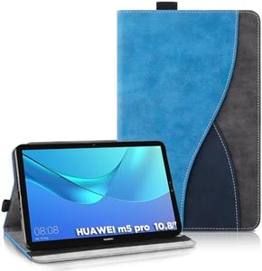 AsWant Case for Huawei MediaPad M5 / M5 PRO (10.8 Inch) - Ultra Thin Business Tricolour Tablet with Wallet and Stand Function Protective Case Compatible with Huawei Mediapad M5 Case (Blue)