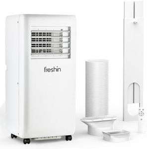 Portable Air Conditioner FRESHIN, 9000 BTU Cooling, 3-in-1 AC Unit with Dehumidifier & Fan, LED Display, Remote Control, 24H Timer, Quiet & Energy Efficient, R290 Refrigerant, Window Kit Included