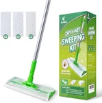 Eyliden Sweeper Mop, 36 Refills, Wet & Dry Mops for Floor Multi Surface Cleaning, Disposable Dust Mop Starter Kit - 12 Wet Mopping Cloths, 12 Heavy-Duty Pet Hair Sweeper Pads, 12 Dry Sweeping Cloths