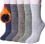 5 Pairs Thermal Socks for Women Men,Winter Wool Socks Thick and Warm,Adult Winter Socks for Bed,Ski,Heat Holders Socks for Cold Weather (AU, Alpha, One Size, Regular, Regular, Multicolor-B)