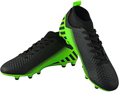 Vizari Men's Santos MC Outdoor Firm Ground Soccer Shoes/Cleats | for Teens and Adults, Black/Green, 9