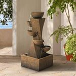 Cascading Bowls Rustic Outdoor Floor Water Fountain with Light LED 27 1/2" High for Yard Garden Patio Deck Home - John Timberland