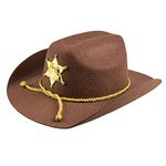 Boland Adult Sheriff Cowboy Hat, Western Fancy Dress Accessory, Unisex, For Men and Women, Rodeo, Party, Festival, Halloween, Cowboy Dress Up, One Size, Brown