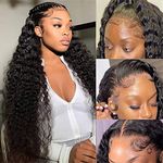 Deep Wave Lace Front Wigs Human Hair 13x4 Lace Frontal Curly Wigs for Black Women Wet and Wavy HD Lace Front Wigs Pre Plucked with Baby Hair 200 Density (18 inch)