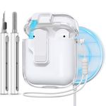 【with Safety Lock】 Clear Case for AirPods 2nd Generation Case 2019 with Cleaner Kit,Only Compatible with for Apple AirPods 2ndt Gen Wireless Charging Case - Clear White