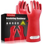 DmsBang 2Pcs Newest in the market Safe Product Red 12KV Insulating Gloves Rubber Safety Electrical Protective Gloves Kit Personal Working Equipment Hand Arm Protection Home Tool Set