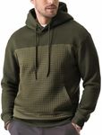 JMIERR Hoodies for Men Causual Cotton Long Sleeve Drawstring Fleece Waffle Shirts Hooded Pullover Oversized Sweatshirt Fall Sweaters with Pockets, M, Green