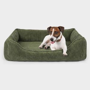 PAW WOW Anton Hundebett | Orthopädisches Hundebett | Hundekörbchen für kleine und mittelgroße Hunde (Olive, 80x60cm)