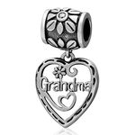 925 Sterling Silver Love Grandma Charm Heart Charm Flower Charm Birthday Charm Anniversary Charm for Pandora Charms Bracelet