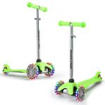 DADDYCHILD 3 Wheel Scooters for Kids, Kick Scooter for Toddlers 3-8 Years Old, Boys and Girls Scooter with Light Up Wheels, Mini Scooter for Children, Green (S909)