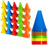 7（18cm） Inch Plastic Sport Training Traffic Cones- Set of 25, 5 colors(Orange/Yellow/Red/Blue/Green)