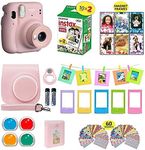 Fujifilm Instax Mini 11 Instant Camera + Shutter Compatible Carrying Case + Fuji Film Value Pack (20 Sheets) + Shutter Accessories Bundle, Color Filters, Photo Album, Assorted Frames (Blush Pink)