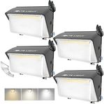 LTBLIGHT 4 Pack 150W Dusk to Dawn Outdoor Lighting Wall Mounted, 3000K/4000K/5000K Switchable LED Wall Pack with Photocell,Adjustable Wattage 20010LM Heavy Duty Aluminium Housing,ETL Certified