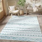 jinchan Area Rug 5x7 Bedroom Rug Boho Rug Moroccan Floor Cover Rug Mudcloth Rug Geometric Bohemia Mat Blue Diamond Non Slip Carpet for Living Room Kitchen Rug Dining Room Bathroom