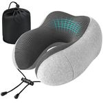 Jiancrate Flat Back Travel Pillow for Airplane, Memory Foam Neck Pillow for Travel, Soft & Ergonomic Travel Neck Pillow for Adults Resting in Flights, Trains, Cars, Office